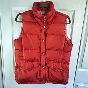 Vintage Orange J Crew Womens Small Quilted Down Puffer Vest Y2K Retro Full Zip